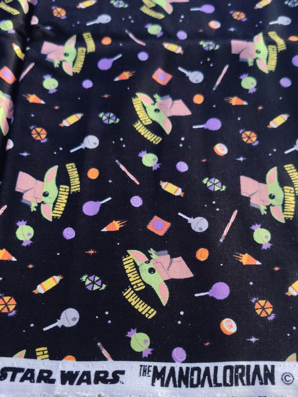 The Mandalorian Baby Yoda (Grogu) Black Candy Print Fabric 1 Yd By 44 Wide